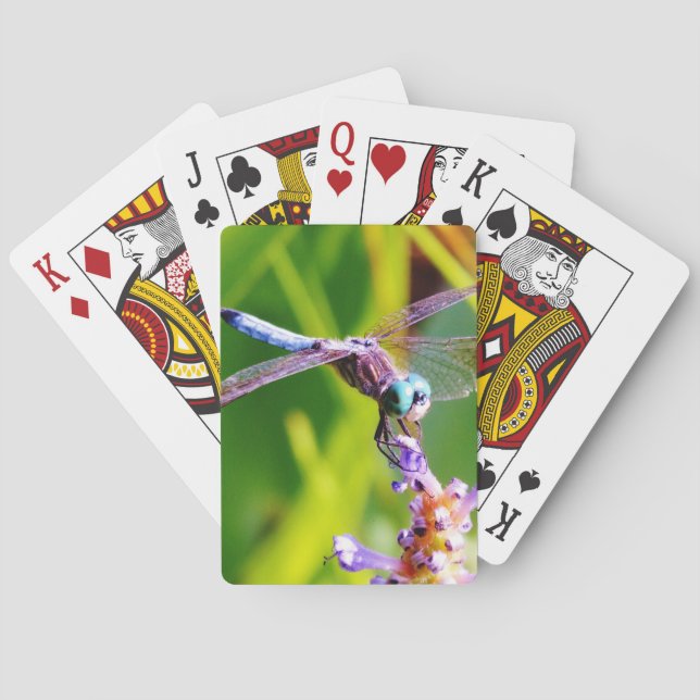 Aquamarine und lila Libelle Spielkarten (Rückseite)