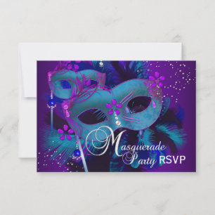 Aquamarine und Lila Masken Masquerade Party UAWG Einladung
