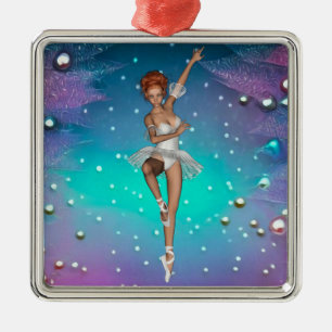 Aquamarine und Lila Perlen der Ballerina Ornament Aus Metall