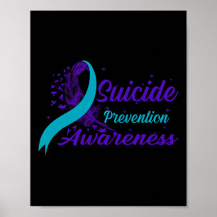 Aquamarine und Lila Ribbon Semicolon Suizidprävent Poster