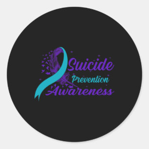 Aquamarine und Lila Ribbon Semicolon Suizidprävent Runder Aufkleber