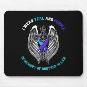 Aquamarine und Lila Selbstmordbewusstsein Bruder i Mousepad