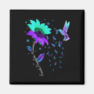 Aquamarine und Lila Sonnenblume Hummingbird Suicid Magnet