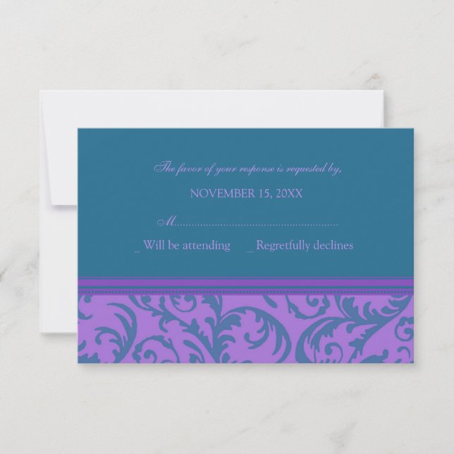 Aquamarine und Lila Swirt UAWG Wedding Card RSVP Karte (Vorderseite)