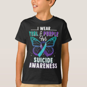 Aquamarine und Lila Unterstützung Selbstmordbewuss T-Shirt