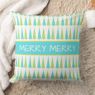 Aquamarine und Limettengrüne Weihnachtsbäume Perso Kissen