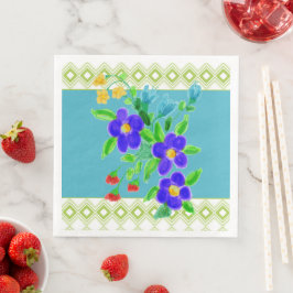 Aquamarine und Limone Gemustert Paper Dinner Napki Serviette