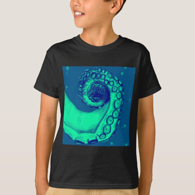 Aquamarine und Marine-Seekraken-Tentakel T-Shirt (Vorderseite)