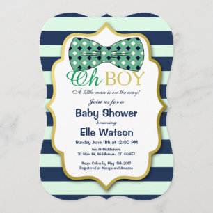 Aquamarine und Navy Bowtie Baby Shower Einladungen
