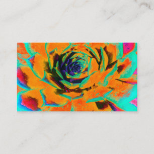 Aquamarine und Orangensukkulente Sedum-Rosette Visitenkarte