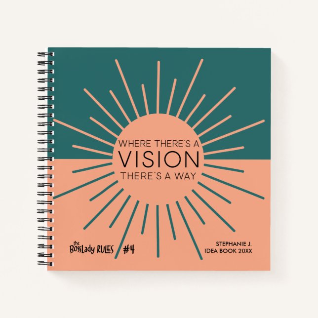 Aquamarine und Peach Sun BossLady Regeln #4 Notizbuch (Vorderseite)