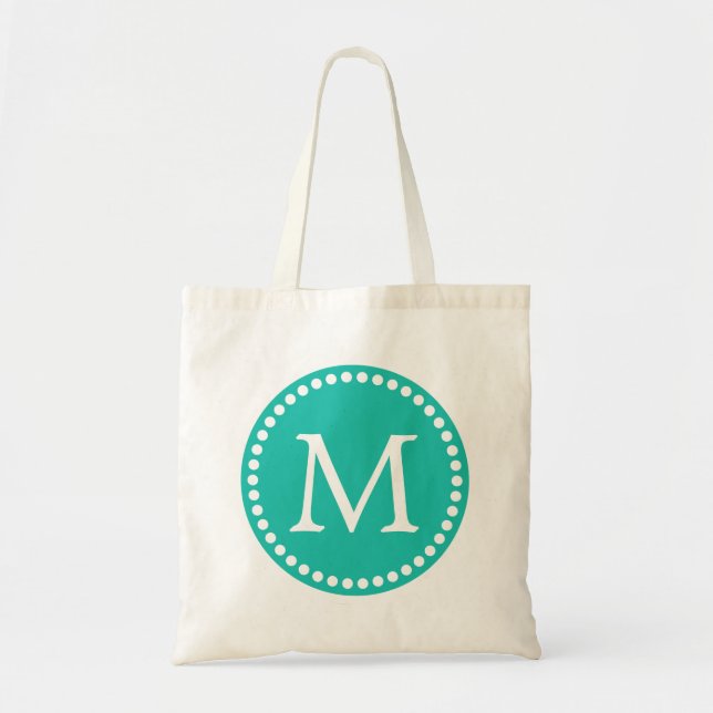 Aquamarine und Personalisierte Monogramm Tragetasche (Vorne)