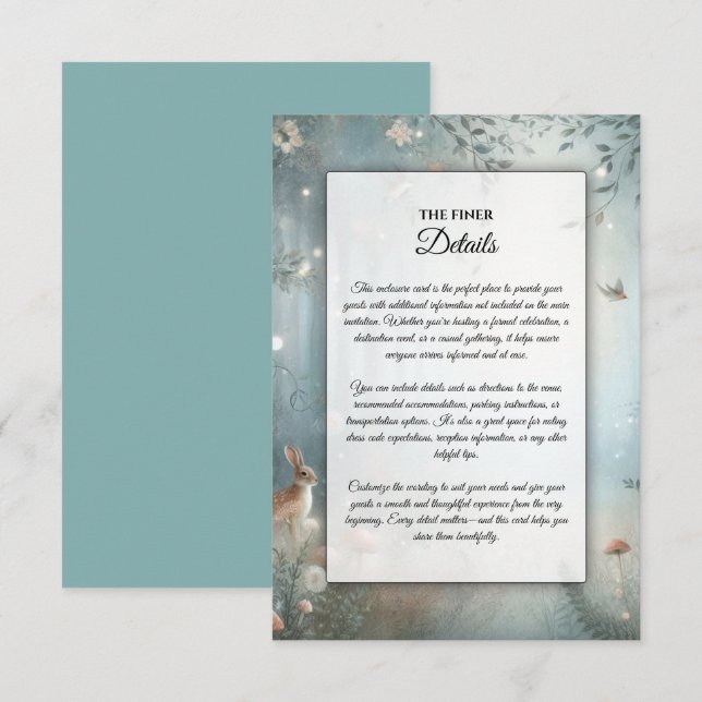 Aquamarine und pfirsichfarbene Waldhochzeit Begleitkarte (Vorne/Hinten)