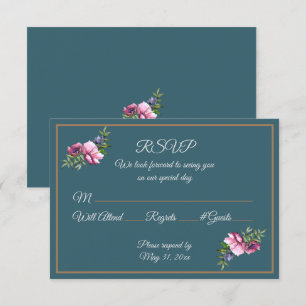 Aquamarine und rosa Blume Einladung