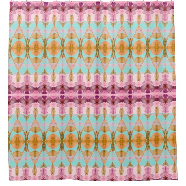 Aquamarine und rosa Farbe Duschvorhang (Vorderseite)