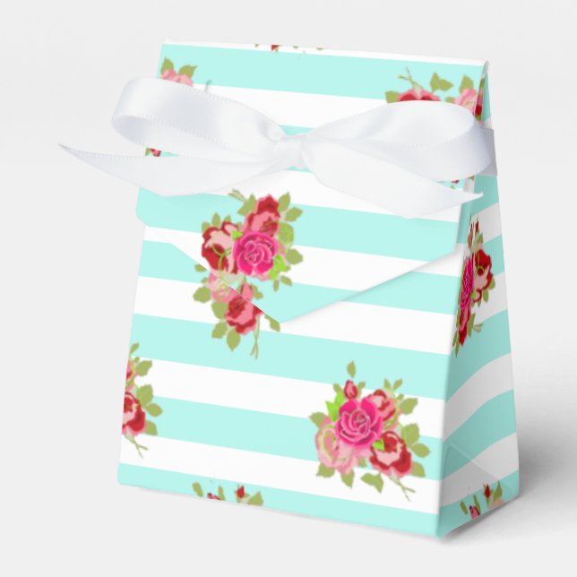 Aquamarine und rosa Roses Candy Favor Bag Geschenkschachtel (Vorderseite)