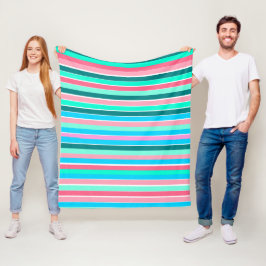 Aquamarine und rosa Streifen Fleecedecke