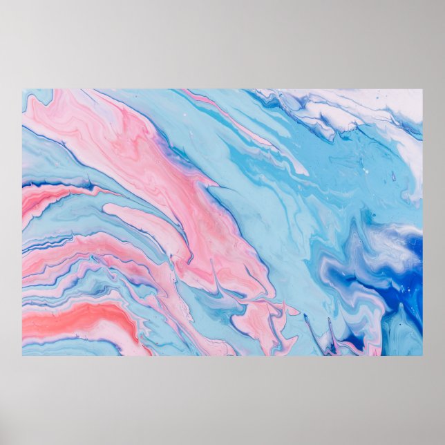 AQUAMARINE UND ROTE FLÜSSIGKEIT ABSTRAKTE BILDUNG POSTER (Vorne)
