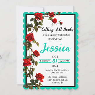 Aquamarine und Rote Rosen Einladung zu Zuckerrüben