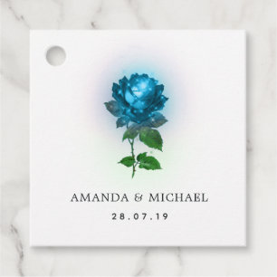 Aquamarine und schwarz-gotische Rose Damask Geschenkanhänger