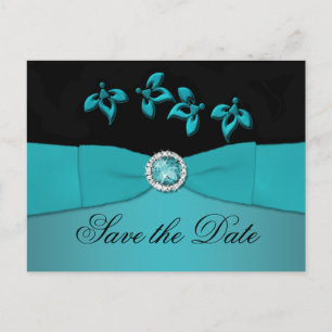 Aquamarine und schwarz Save the Date Postkarte
