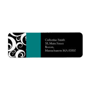Aquamarine und schwarze Damaskus-Wirbel - Adressli