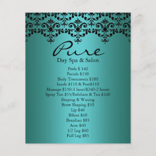 Aquamarine und schwarze Elegante Damask Flyer