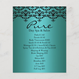 Aquamarine und schwarze Elegante Damask Flyer