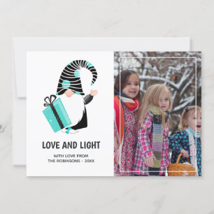 Aquamarine und schwarze Gnome Happy Holidays Grußv Feiertagskarte