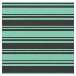 Aquamarine und schwarze Linde/Streifenmuster Stoff