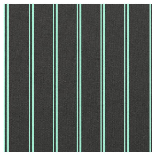 Aquamarine und schwarze Linien Stoff (Nahaufnahme)