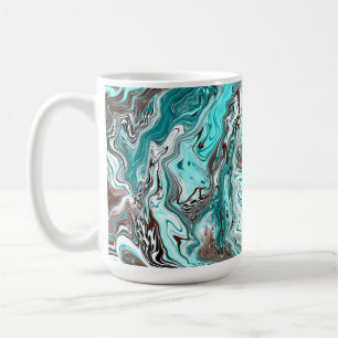 Aquamarine und schwarze Marmorflüssigkeit Kunst Kaffeetasse
