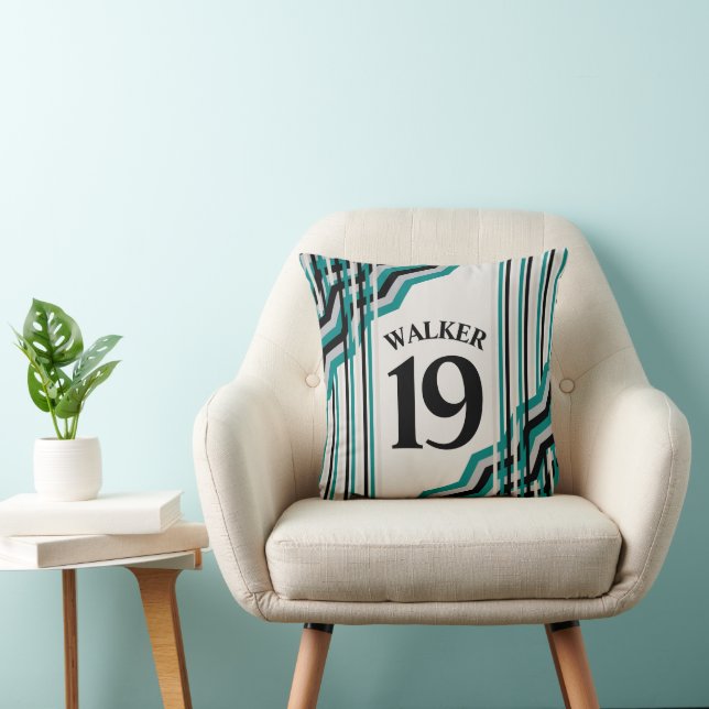 Aquamarine und schwarze Sportkissen Kissen (Stuhl )