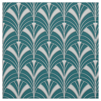 Aquamarine und silberne Art-Deco-Stilelemente Stoff