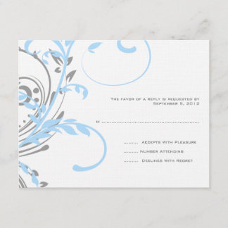 Aquamarine und silberne Doppelblütenhochzeit RSVP Karte
