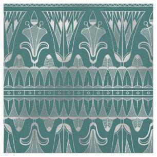 Aquamarine und silberne Kunst-Déco Stoff