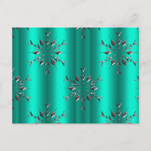 Aquamarine und silberne Weihnachtssterne Postkarte