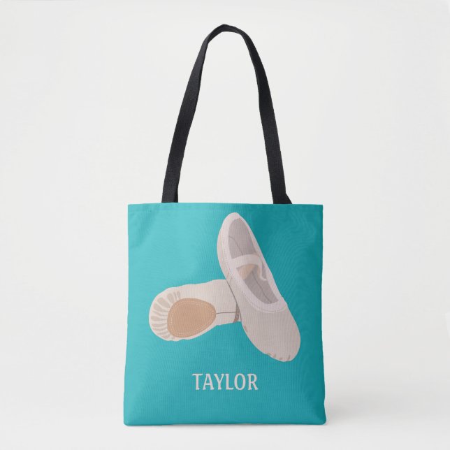 Aquamarine und Tan Ballet Shoes Personalisiert (Vorderseite)