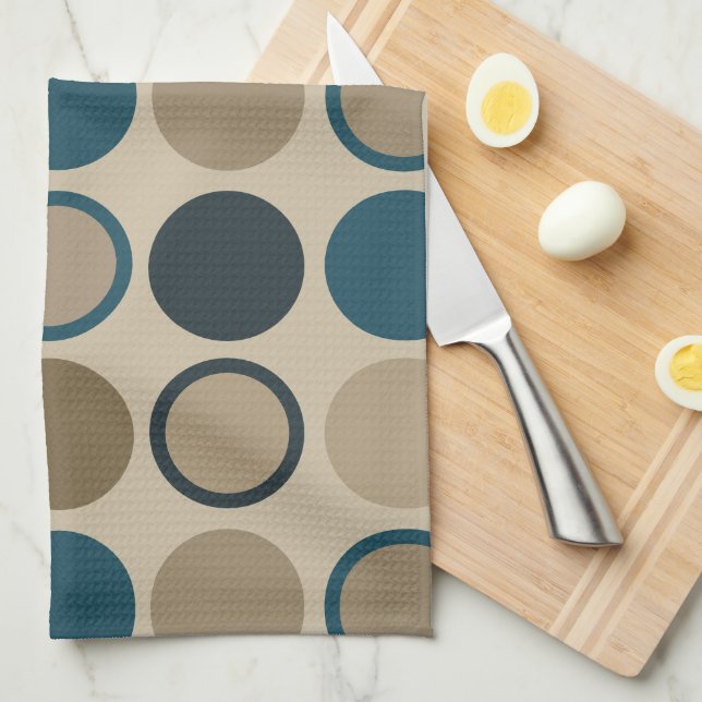 Aquamarine und Touch Circles T Geschirrtuch (Viertel Falte)