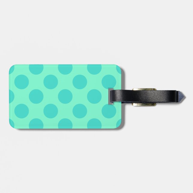 Aquamarine und Türkis Polka Dots Gepäckanhänger (Rückseite horizontal)