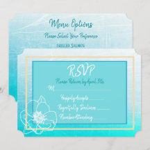 Aquamarine und türkisblaue Blume Hochzeit RSVP