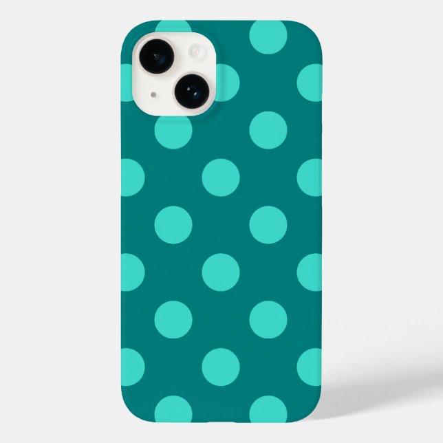 Aquamarine und türkisfarbene Polka Dots Case-Mate iPhone Hülle (Rückseite)