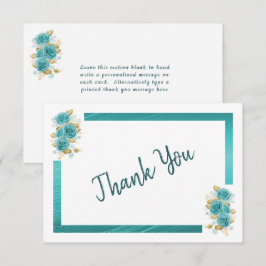 Aquamarine und türkisfarbene Rose Elegante Dankesc Dankeskarte