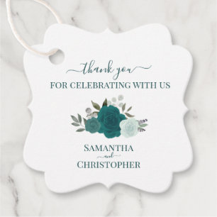 Aquamarine und türkisfarbene Rose Elegante Hochzei Geschenkanhänger