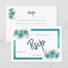 Aquamarine und türkisfarbene Rose Elegante RSVP-Ka RSVP Karte