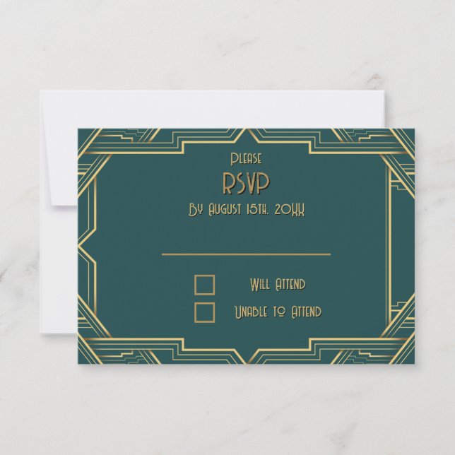 Aquamarine und Tuxedos UAWG Response Card RSVP Karte (Vorderseite)