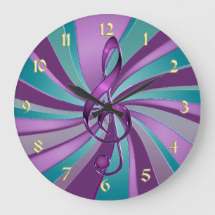 Aquamarine und violette Strudel-Musikclef-Wand-Uhr Große Wanduhr