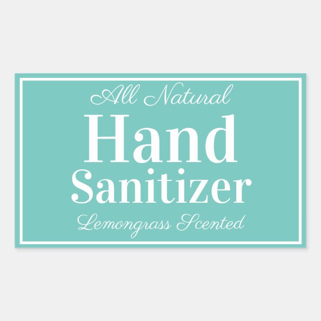 Aquamarine und weiße, hausgemachte Hand Sanitizer Rechteckiger Aufkleber (Vorderseite)