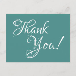 Aquamarine und weiße Kalligraphie Vielen Dank Postkarte