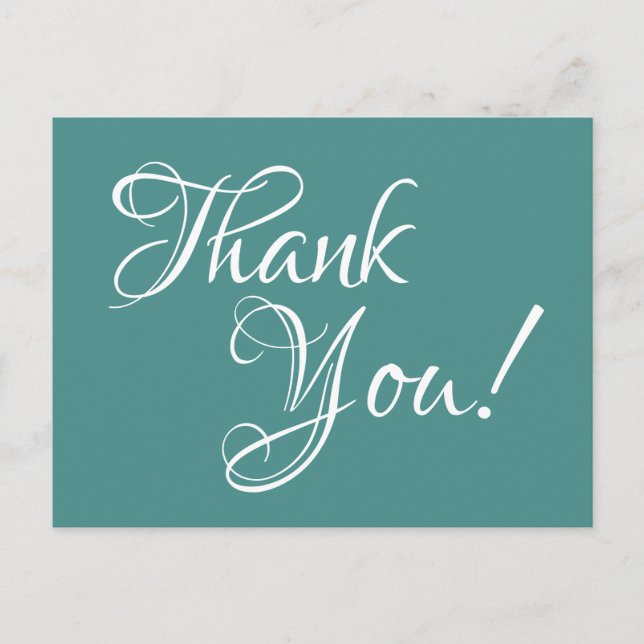 Aquamarine und weiße Kalligraphie Vielen Dank Postkarte (Vorderseite)